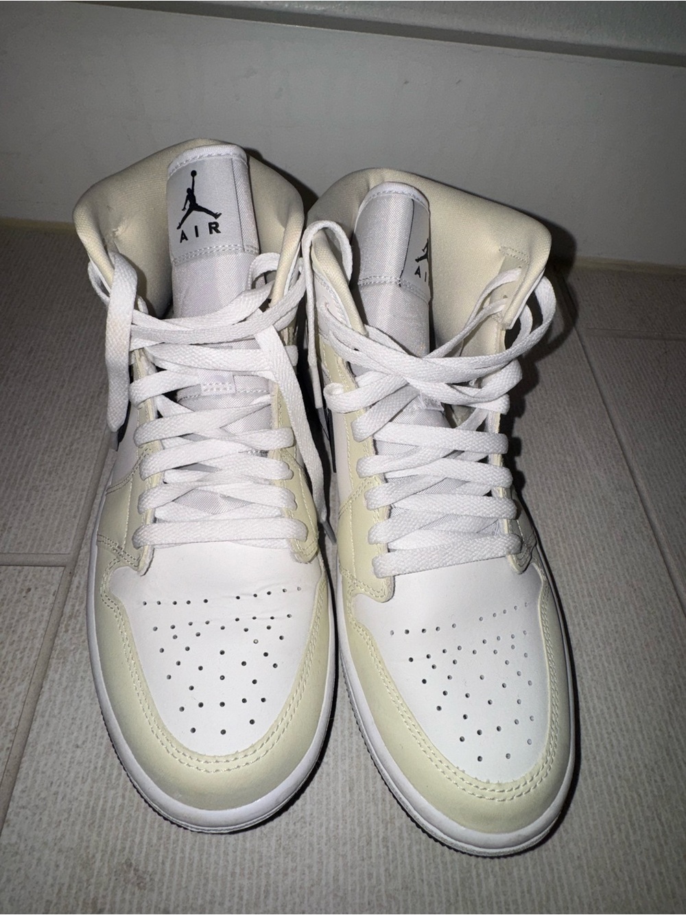 Nike Air Jordan Mid-Top Sneakers in White and Cream